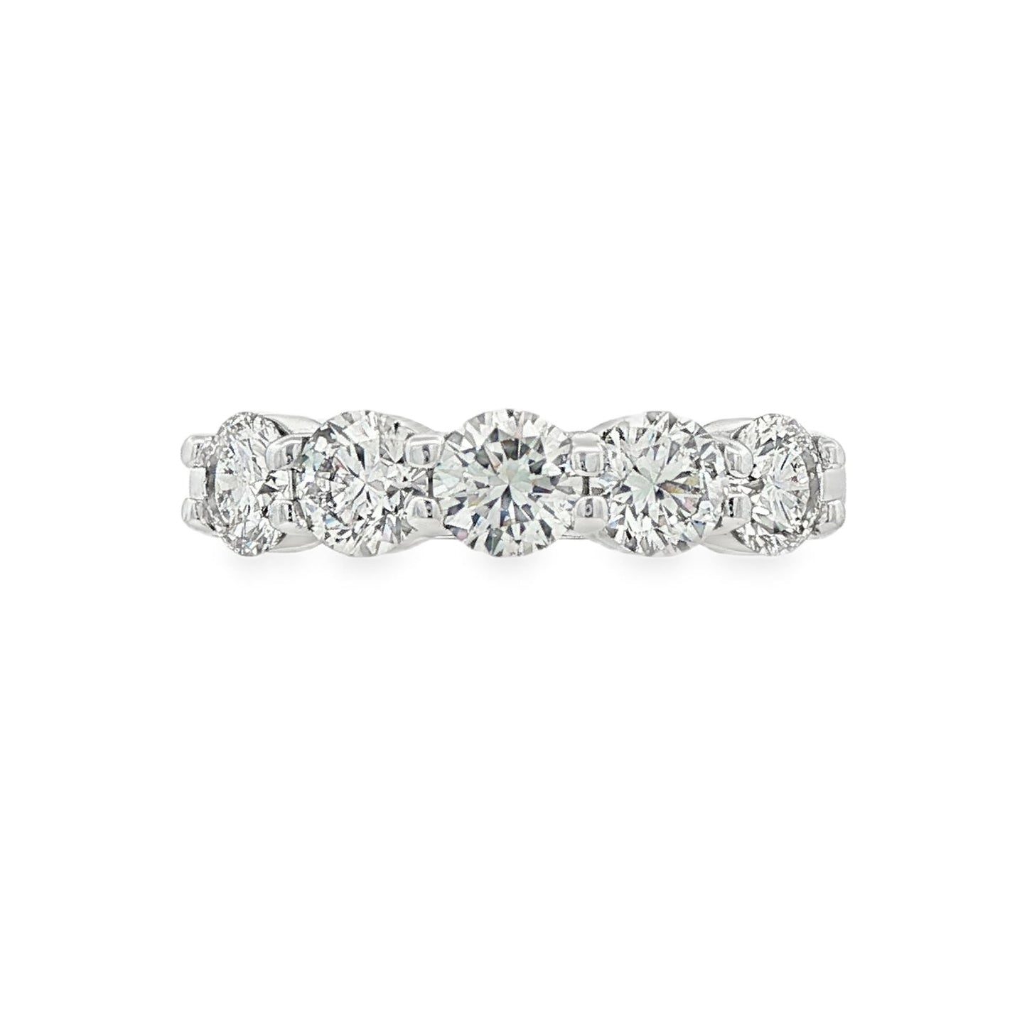 14K White gold 5-stone diamond band, each stone is GIA certified. Item J36289 - ABC Jewelry Co. 