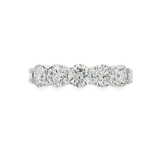 14K White gold 5-stone diamond band, each stone is GIA certified. Item J36289 - ABC Jewelry Co. 