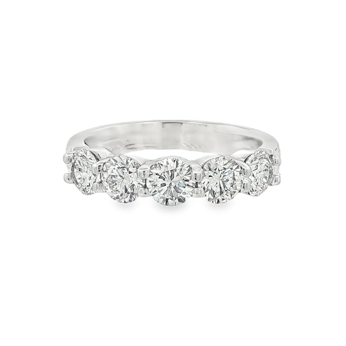 14K White gold 5-stone diamond band, each stone is GIA certified. Item J36289 - ABC Jewelry Co. 