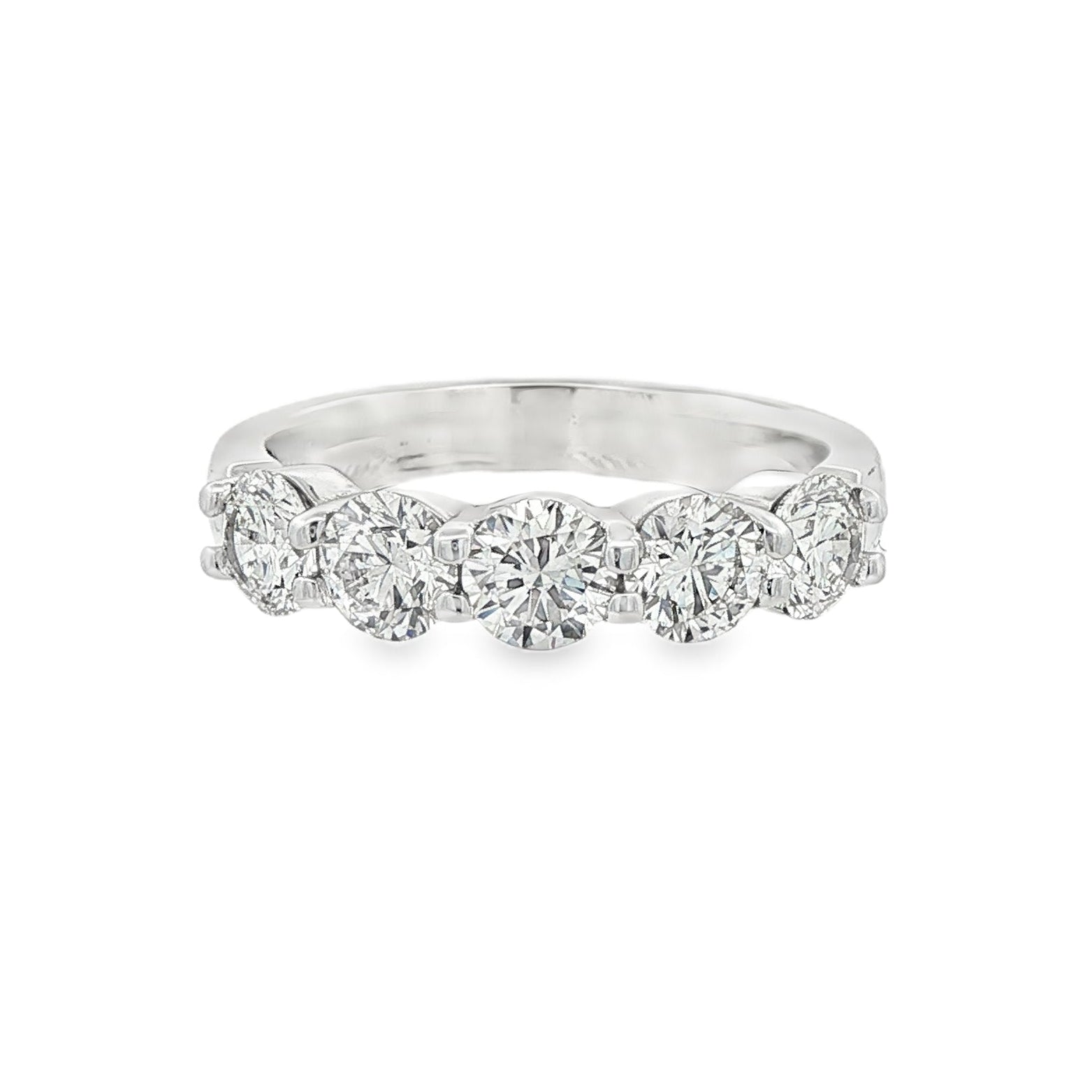 14K White gold 5-stone diamond band, each stone is GIA certified. Item J36289 - ABC Jewelry Co. 