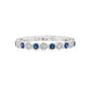 18K White gold band bezel set with alternating diamonds and blue sapphires. Item J36377 - ABC Jewelry Co. 