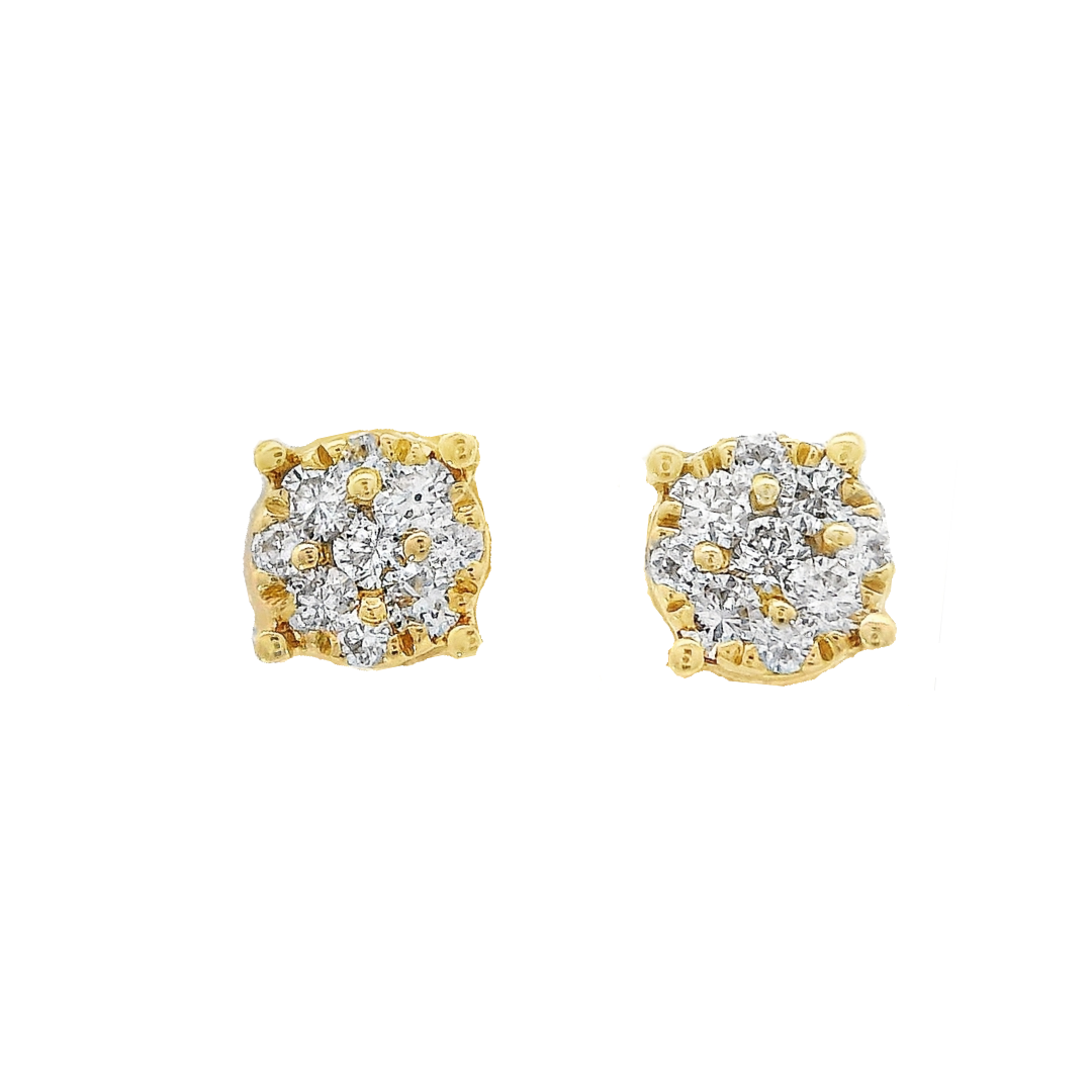18K Yellow Gold - Diamond Earrings & Jackets Set - J36382