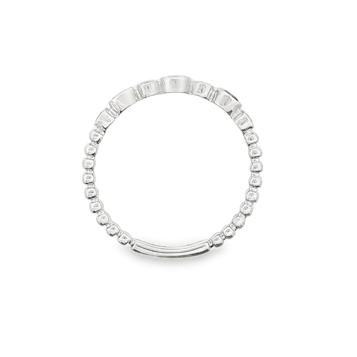 18K White gold band bezel set with blue sapphires and round brilliant diamonds. Item J36395 - ABC Jewelry Co. 
