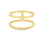 14K Yellow gold double band ring, one beaded band and one polished band connected with a bar. Item J36433 - ABC Jewelry Co.