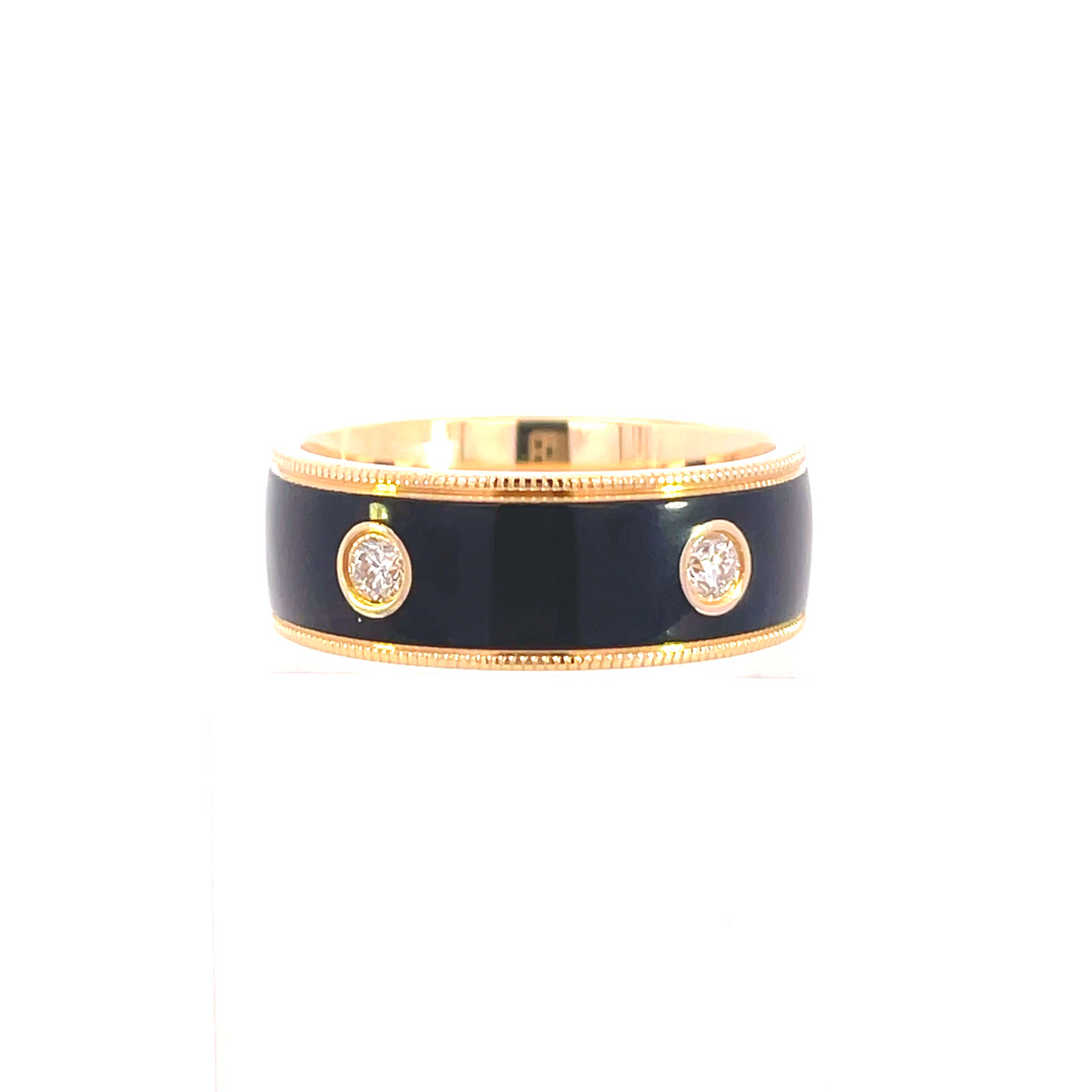 14KT Two Tone 8mm Elevated Ceramic & Gold Base Men Band-22-6273YCEB8-G