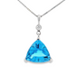 14K White Gold - Blue Topaz & Diamond Pendant - J36751