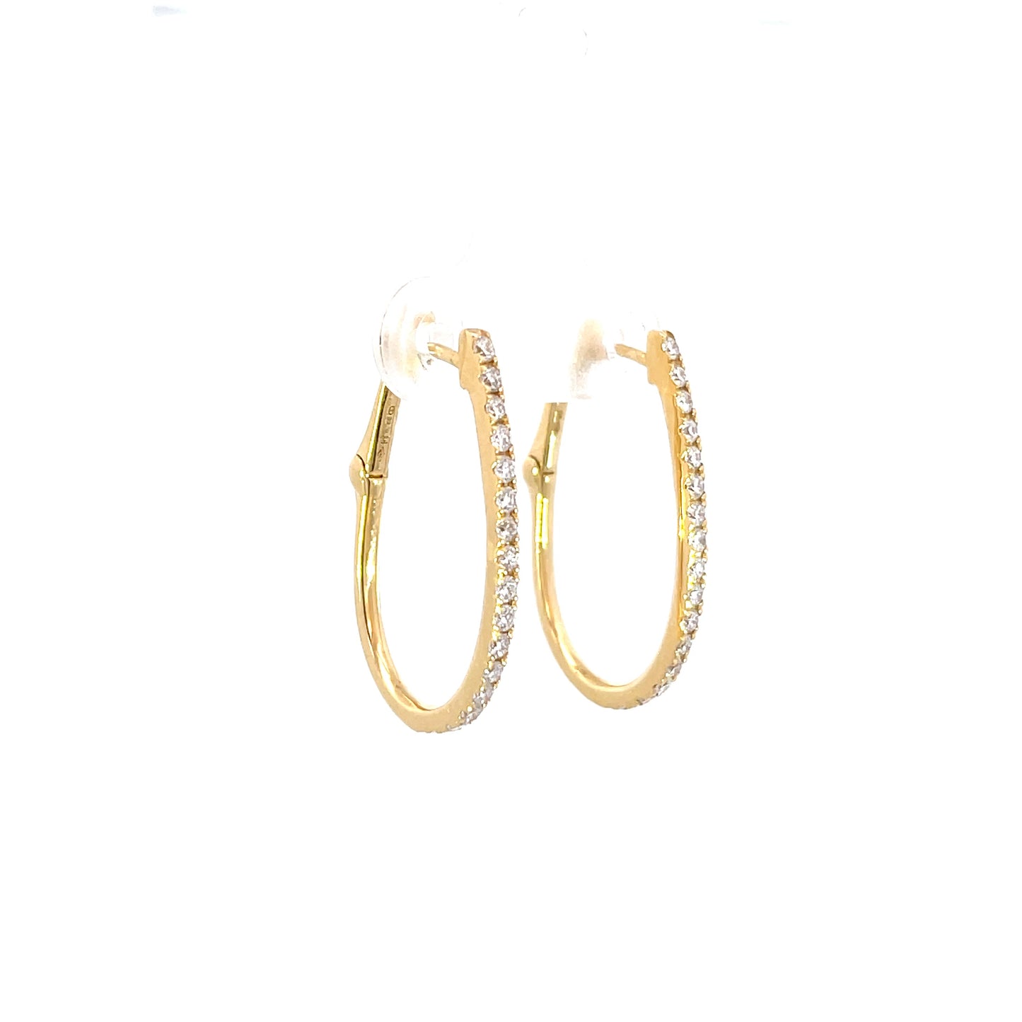 Diamond 18 kt yellow gold earring hoops