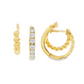18K Yellow Gold - Diamond Double Hoop Earrings - J36778
