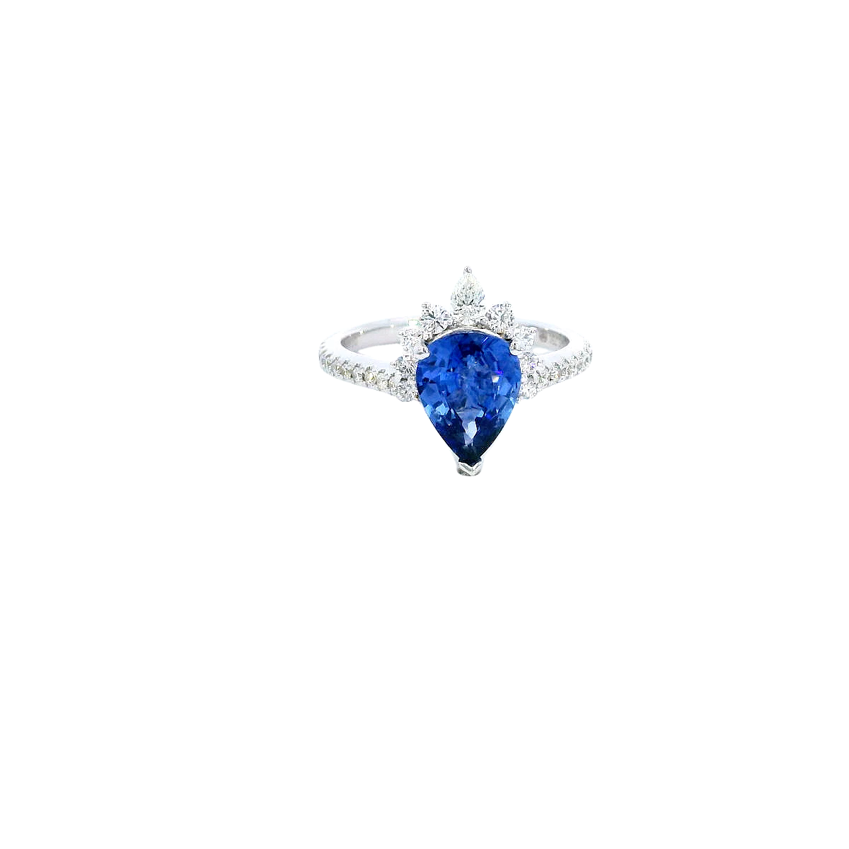 Blue Sapphire & Diamond Ring-J36871