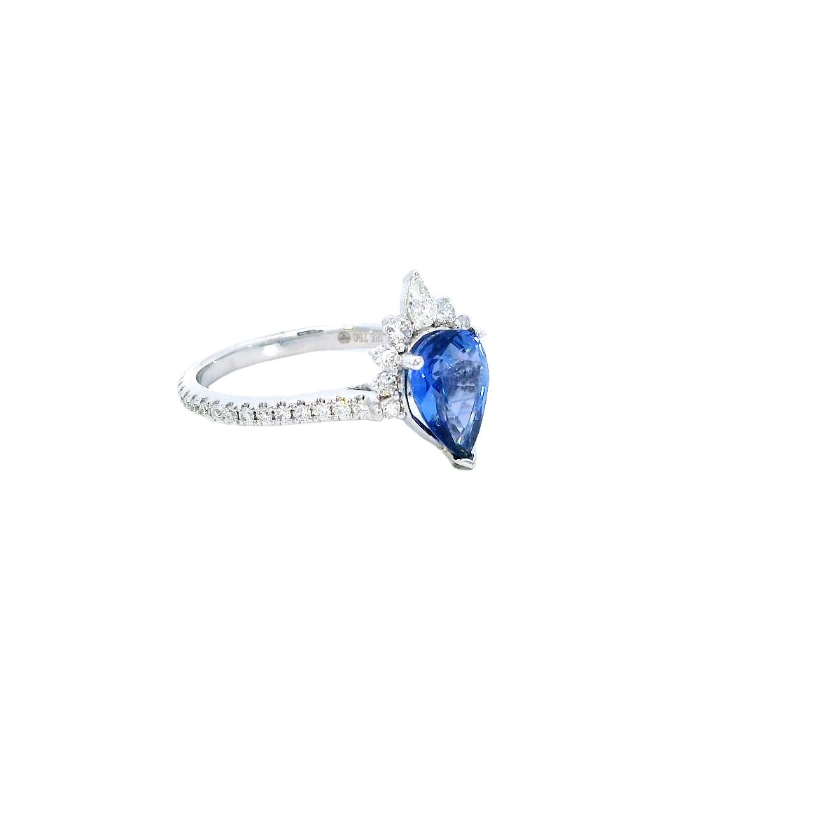 Blue Sapphire & Diamond Ring-J36871