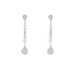 18K White gold dangle earrings with bezel set round brilliant diamonds. Item J36883 - ABC Jewelry Co. 