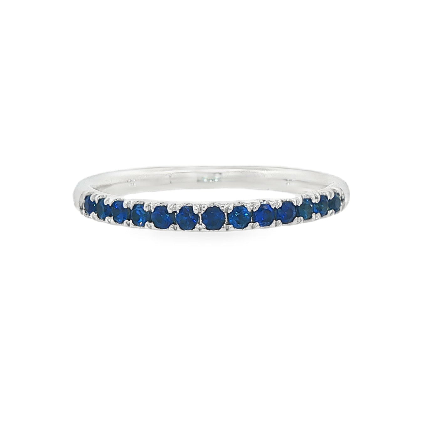 18K White gold band set with blue sapphires. Item J36901 - ABC Jewelry Co. 