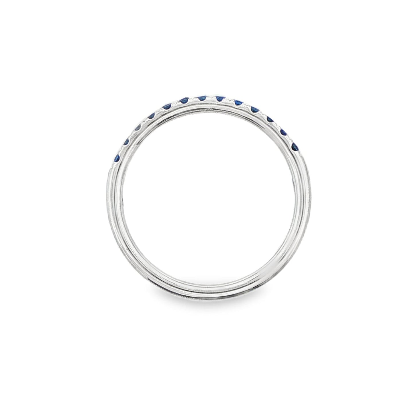 18K White gold band set with blue sapphires. Item J36901 - ABC Jewelry Co. 