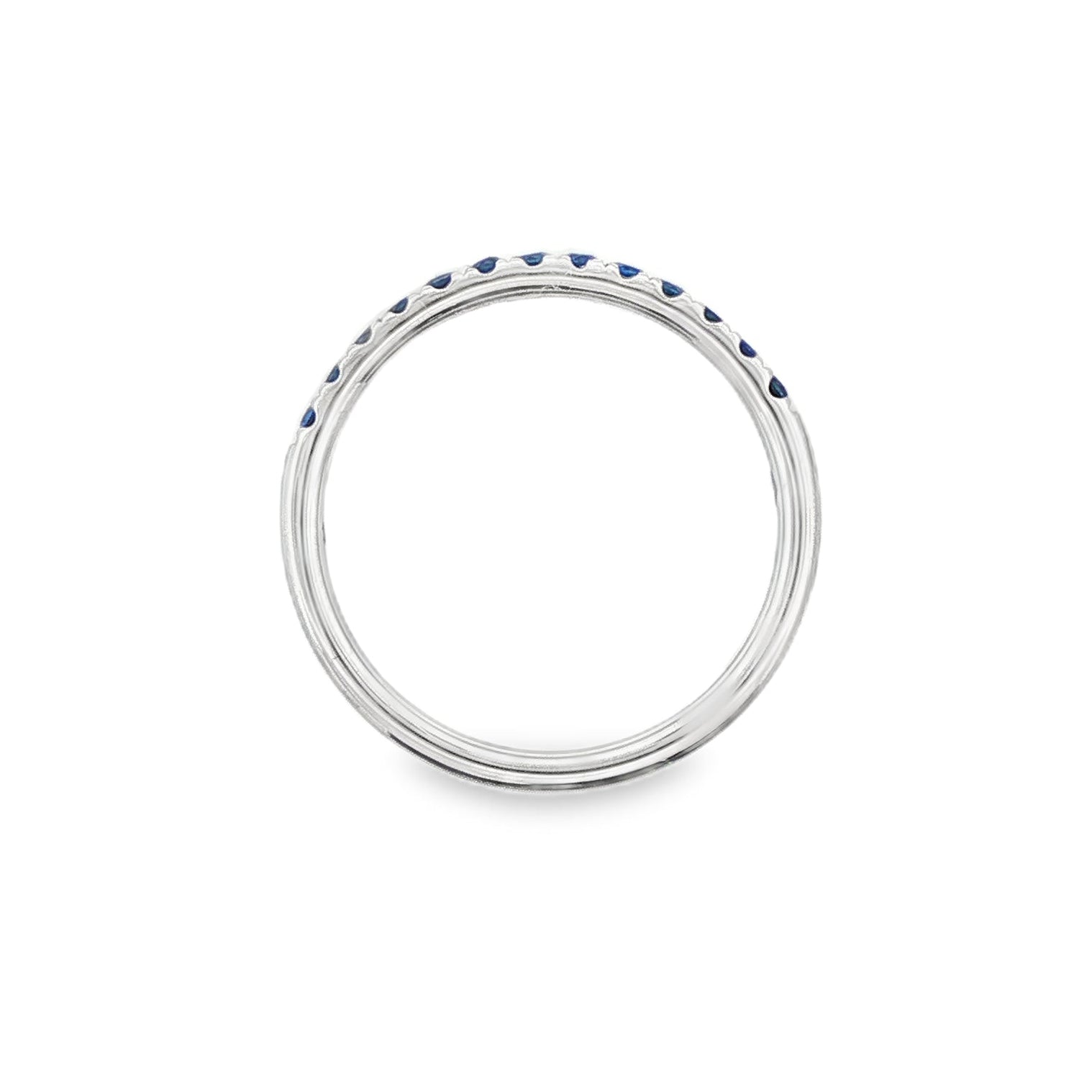 18K White gold band set with blue sapphires. Item J36901 - ABC Jewelry Co. 