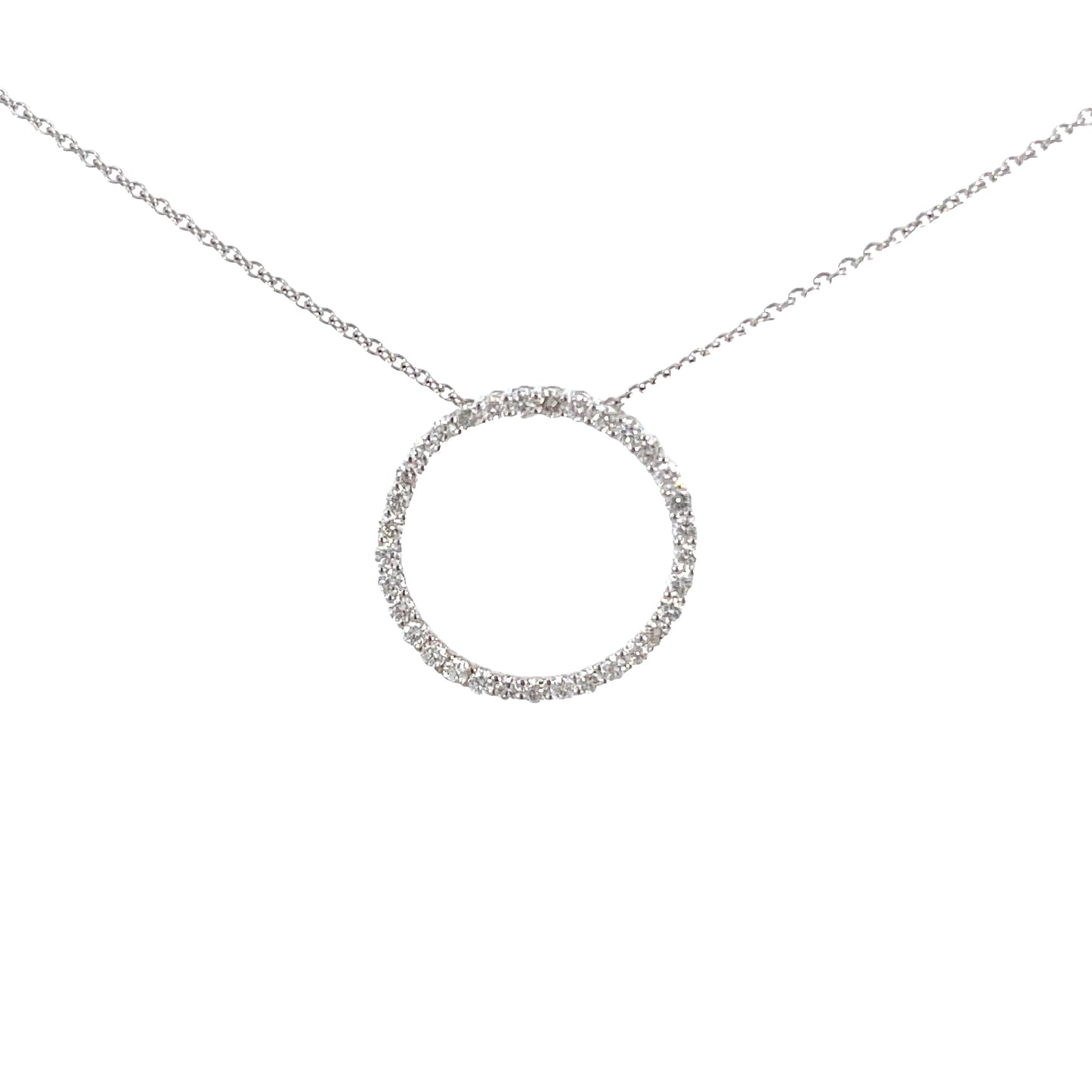 14KW Circular Diamond Pendant Necklace