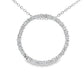14K White gold circle pendant set with round brilliant diamonds - ABC Jewelry 