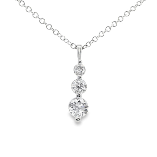 14K White gold pendant with 3 round brilliant diamonds, item J37050 - ABC Jewelry Co