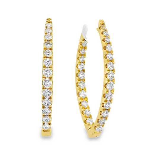 18K Yellow Gold - Diamond Hoop Earrings - J37170