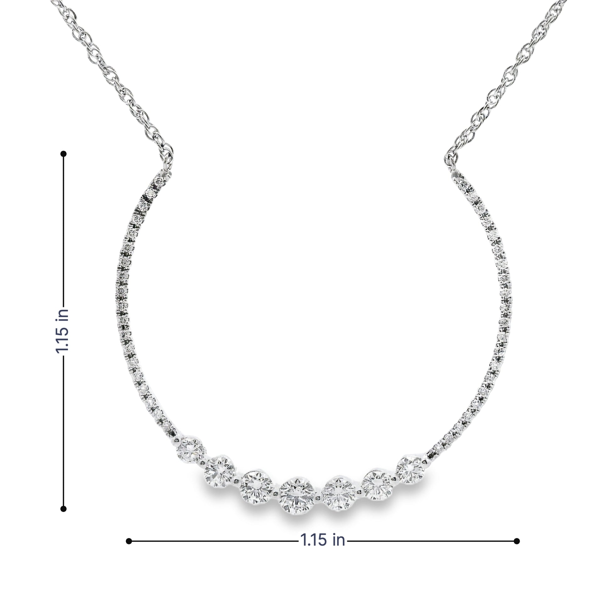 14K White gold 3/4 circle pendant set with round brilliant diamonds - ABC Jewelry