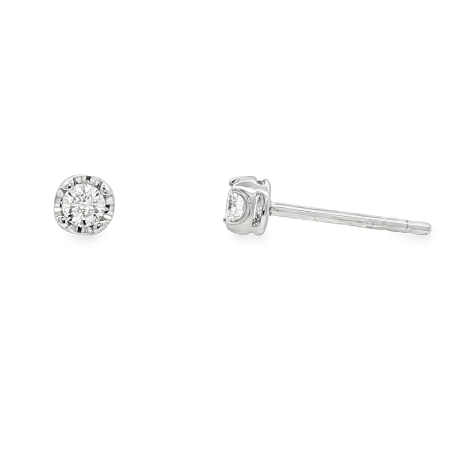 18K White gold stud earrings set with round brilliant diamonds. Item J37480 - ABC Jewelry Co.
