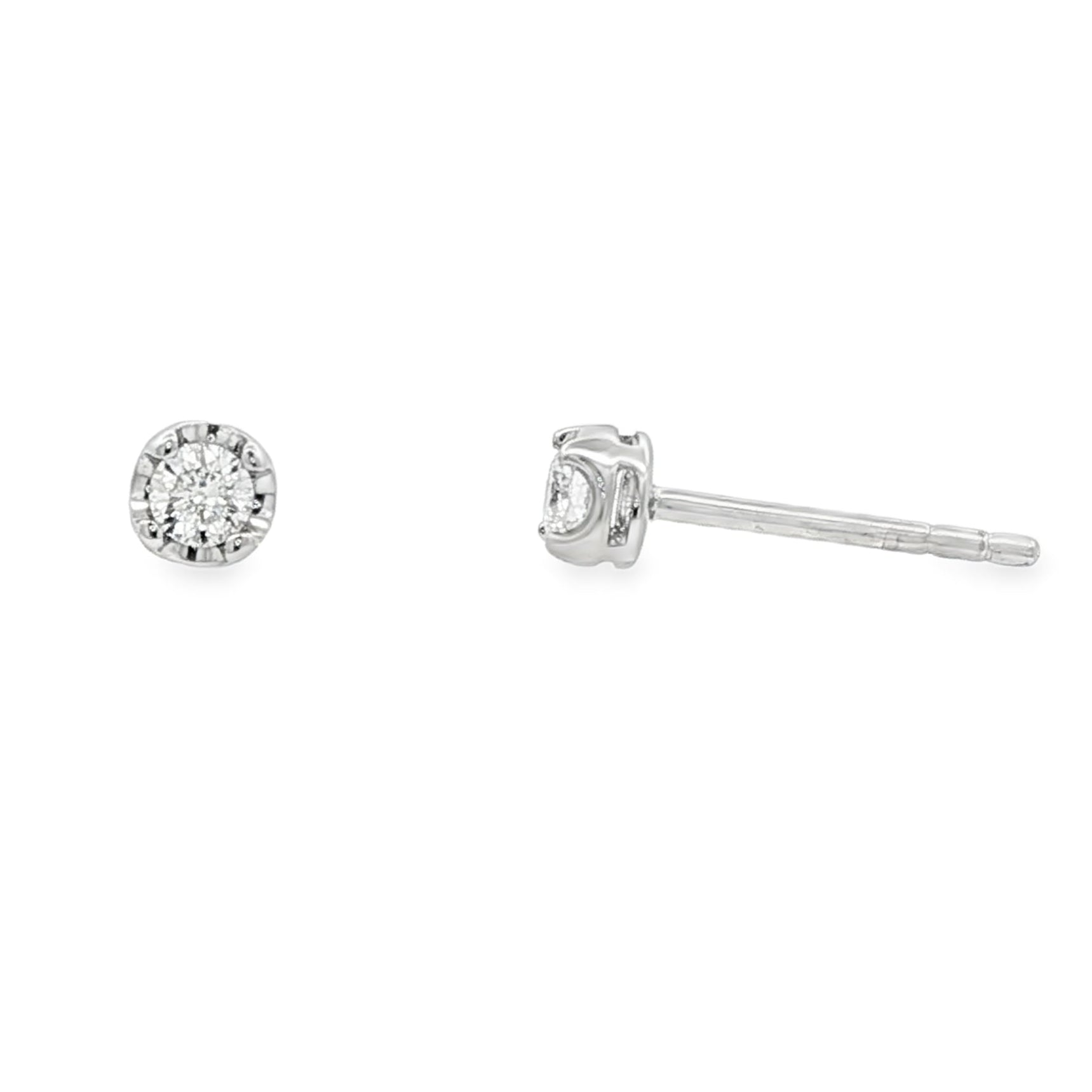 18K White gold stud earrings set with round brilliant diamonds. Item J37480 - ABC Jewelry Co.