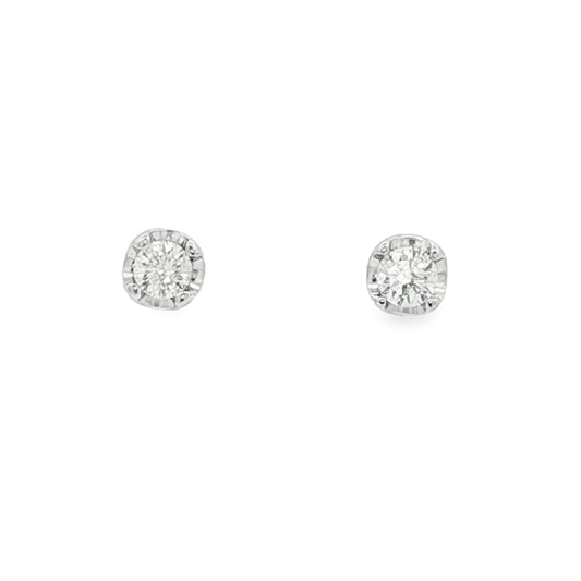 18K White gold stud earrings set with round brilliant diamonds. Item J37480 - ABC Jewelry Co.