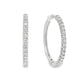 18K White gold hoop earrings set with round brilliant diamonds, item J37593 - ABC Jewelry Co.