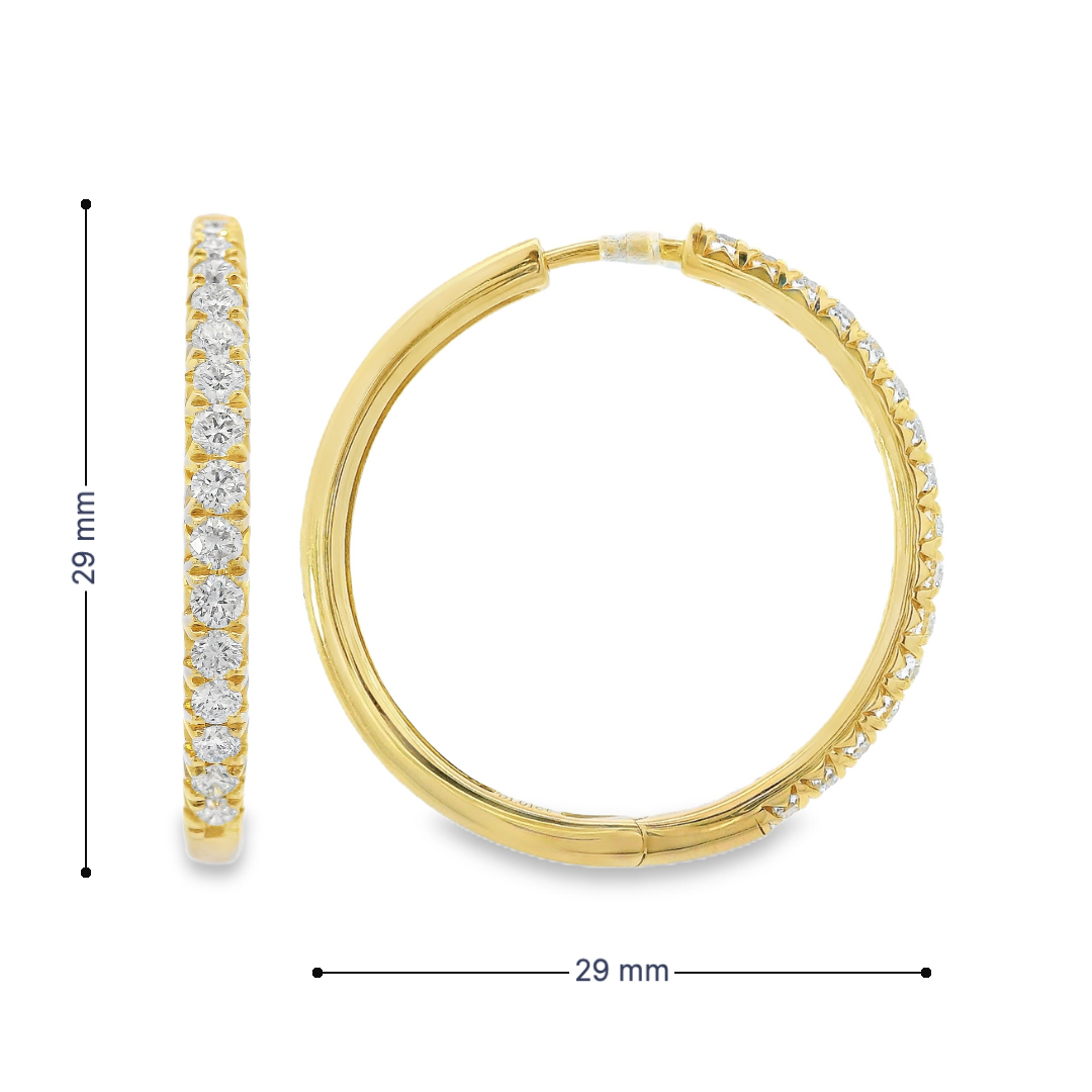 14K Yellow Gold - Diamond Hoop Earrings - J37494