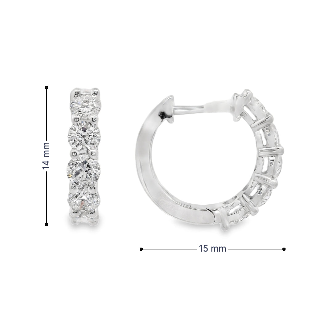 18K White gold hoop earrings set with round brilliant diamonds - item J37695, ABC Jewelry Co. 