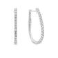 18K White gold oval hoop earrings set with natural mined diamonds, item J37696 - ABC Jewelry Co