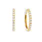 18K Yellow gold hoop earrings set with round brilliant diamonds. Item J37722 - ABC Jewelry Co.
