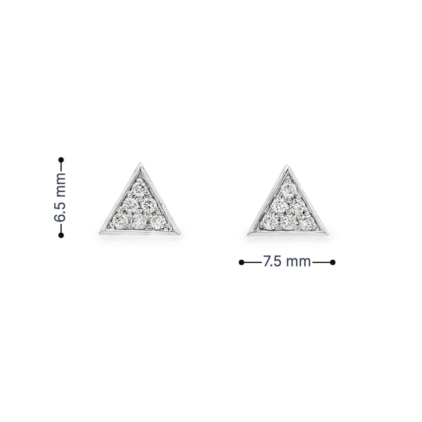 18K White gold cluster earrings with round brilliant diamonds set in a triangle mounting. Item J37725 - ABC Jewelry Co