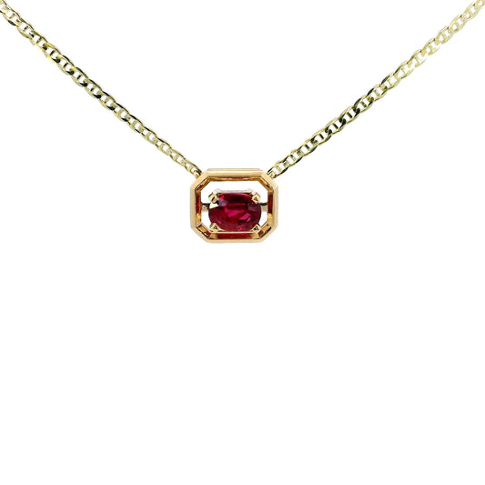 14K Yellow Gold - Ruby Necklace - J37780