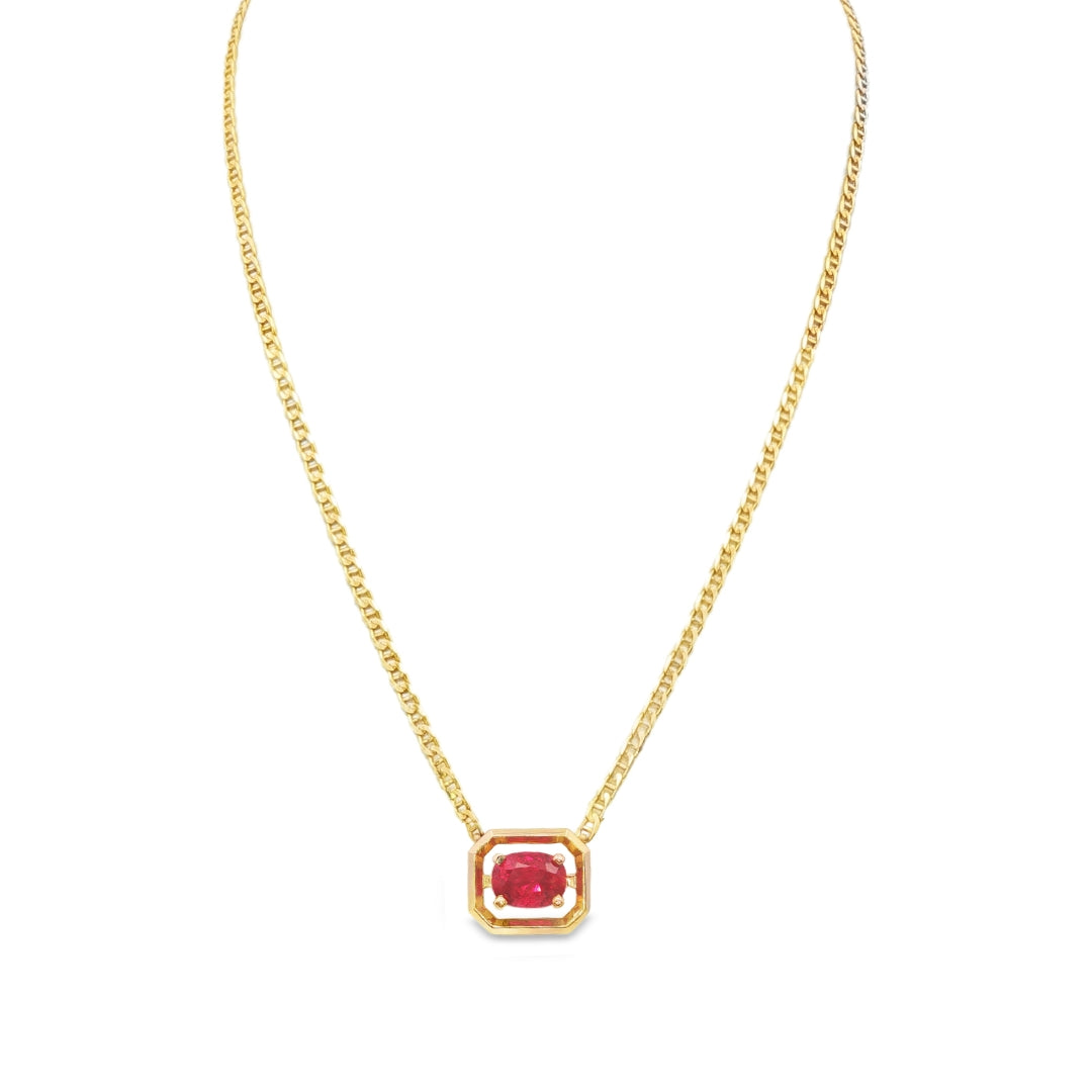 14K Yellow Gold - Ruby Necklace - J37780