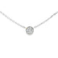 14K White gold solitaire necklace with bezel set round brilliant diamond - ABC Jewelry 