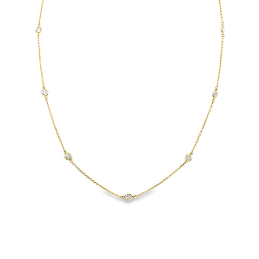 18K Yellow gold Diamonds By The Yard necklace with bezel set round brilliant diamonds item J37816 - ABC Jewelry Co.