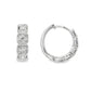 14K White Gold - Milgrain Diamond Hoop Earrings - J37822