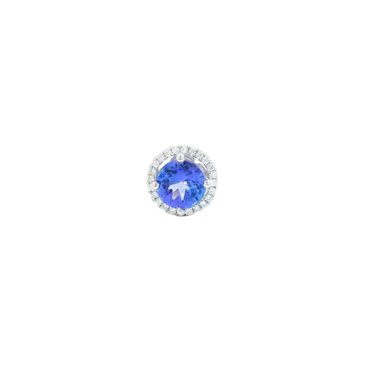 18K White Gold - Tanzanite & Diamond Halo Pendant - J37857