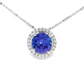 18K White Gold - Tanzanite & Diamond Halo Pendant - J37857