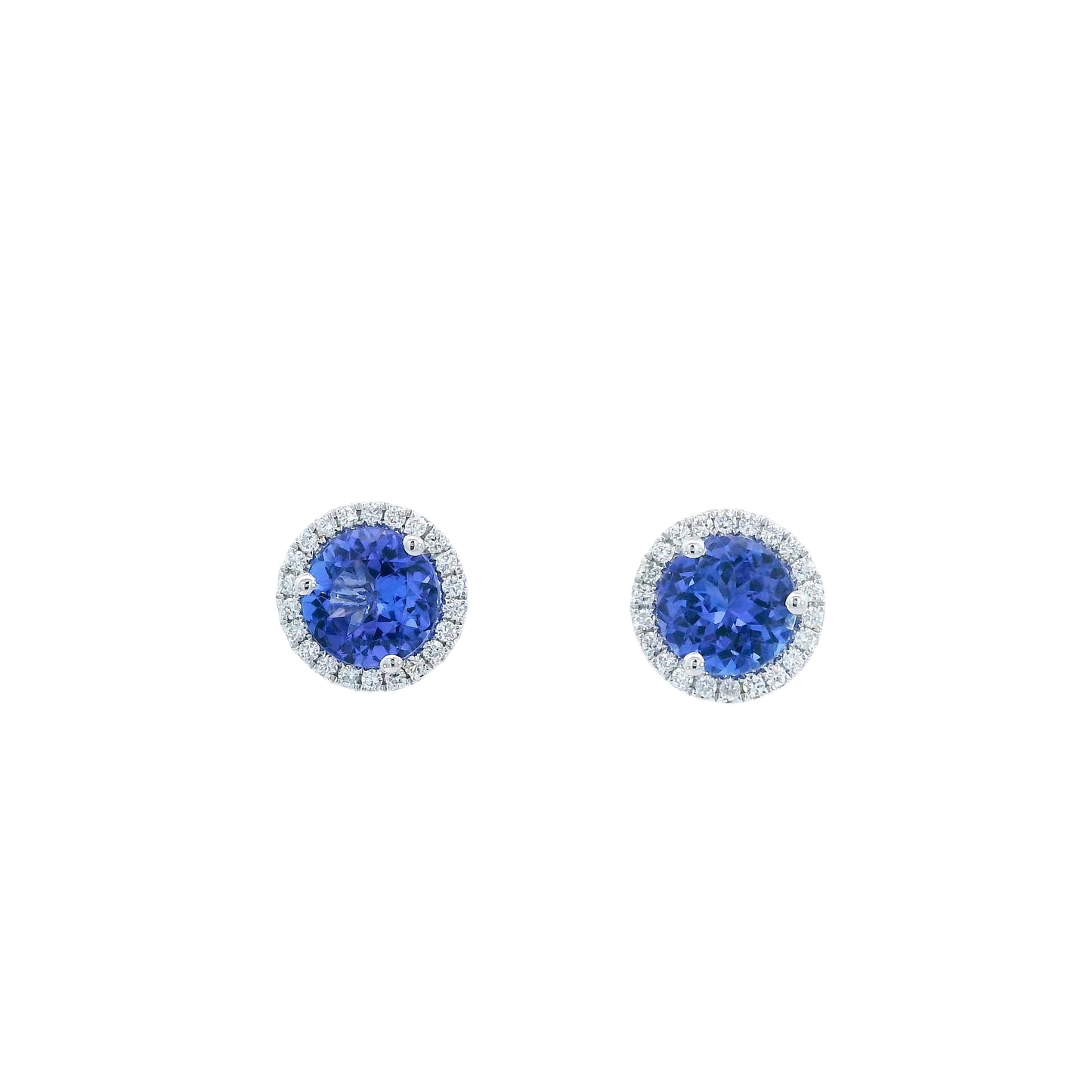 14K White Gold - Tanzanite & Diamond Earrings - J37858