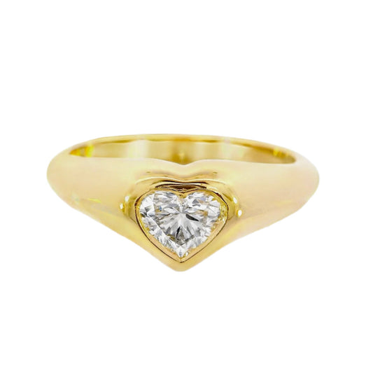 14K Yellow Gold - Diamond Heart Ring - J38226