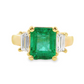 14K Yellow Gold - Emerald & Diamond Ring - J38235