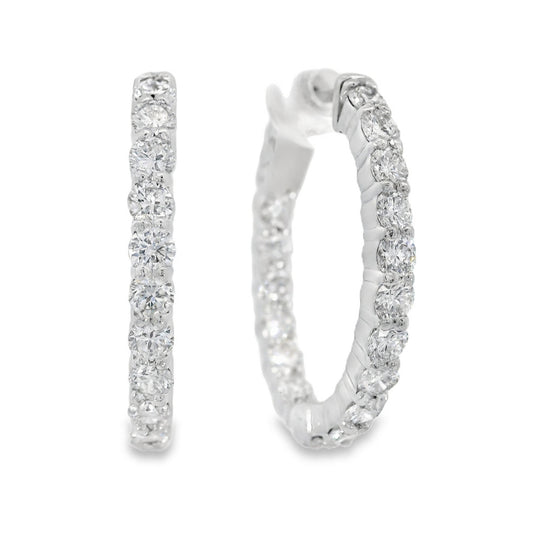 14K White Gold - LAB GROWN Diamond Hoop Earrings - J38304