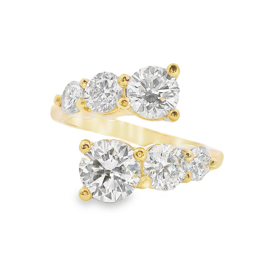14K Yellow Gold - Diamond Bypass Ring - J38323