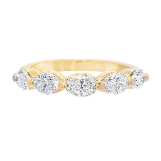 14K Yellow Gold - Oval Diamond Band - J38324