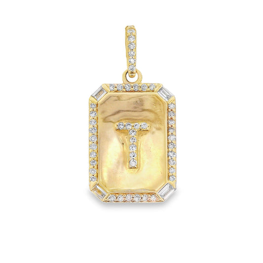 14K Yellow Gold - Diamond Initial Pendant - J38402