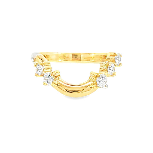 14K Yellow gold curved band set with 5 round brilliant diamonds. Item J38608 - ABC Jewelry Co. 