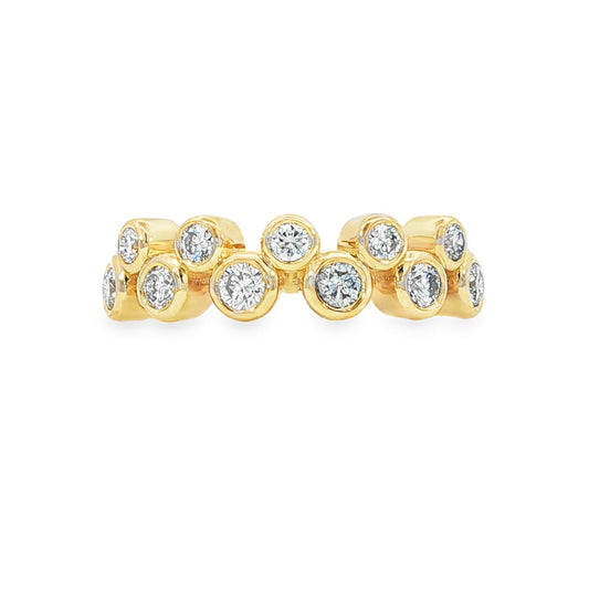 14K Yellow gold ring with 11 bezel set natural mined diamonds. Item J38730 - ABC Jewelry Co.