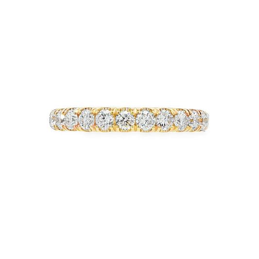 14K Yellow gold split prong diamond band set with round brilliant diamonds. Item J38735 - ABC Jewelry Co. 