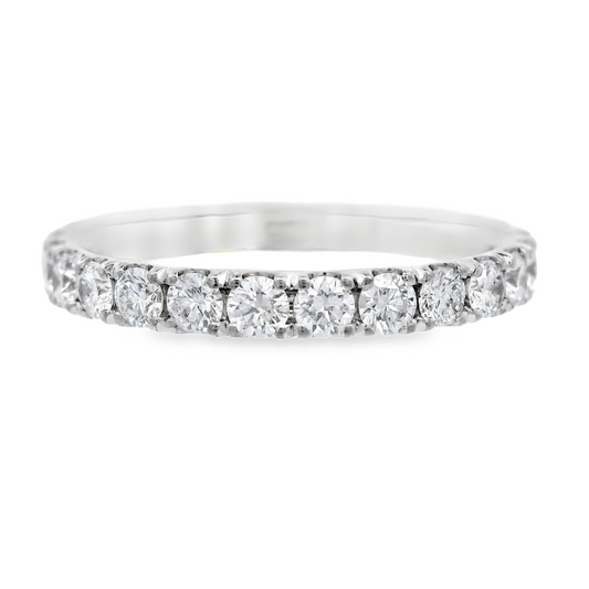 14K White gold band set with round brilliant diamonds. Item J38749 - ABC Jewelry Co.